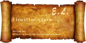 Einviller Lívia névjegykártya